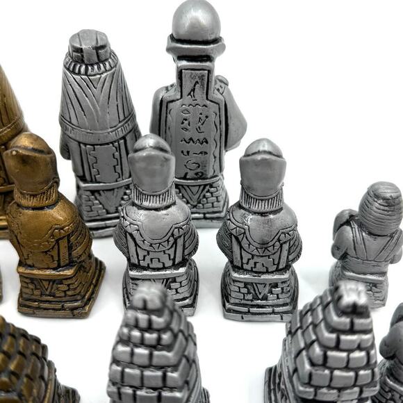 Vintage 32 Piece Replacement Chess Piece Set Egyptian Style Ceramic Glazed - Picture 9 of 15